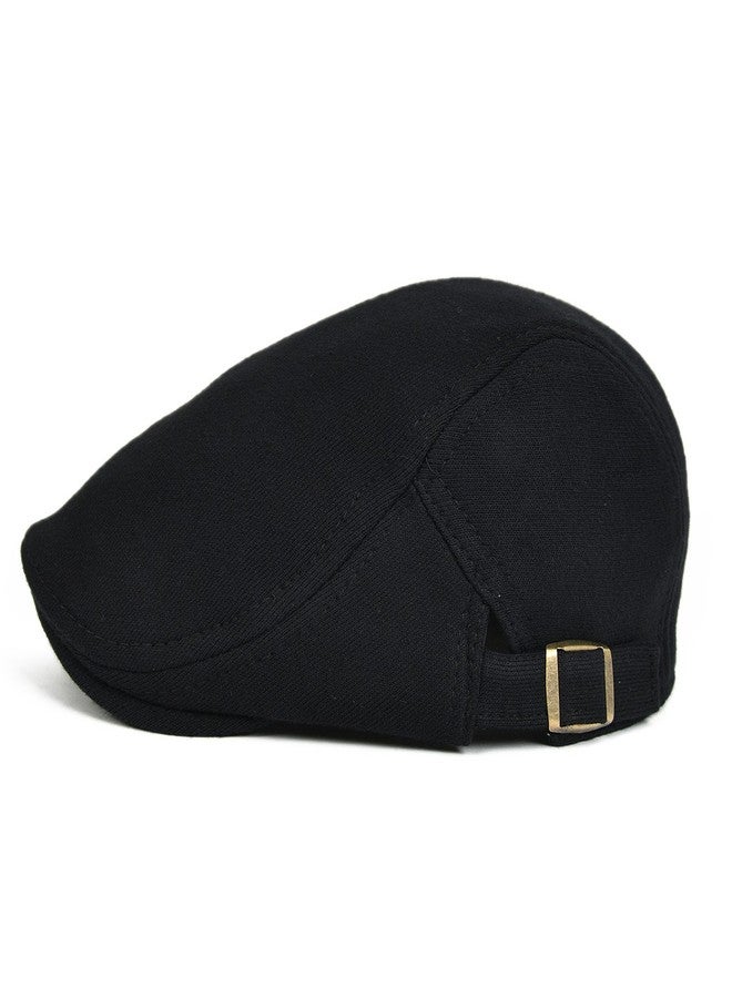 VOBOOM Men Newsboy Cap Cotton Flat Ivy Gatsby Driving Hat (Black) - Image 3